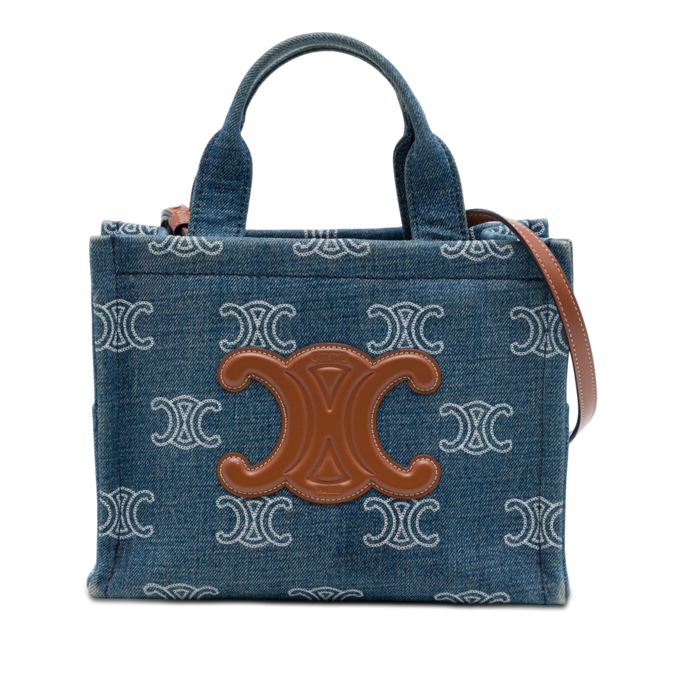 Small Denim Triomphe Cabas Thais Tote - Image 1