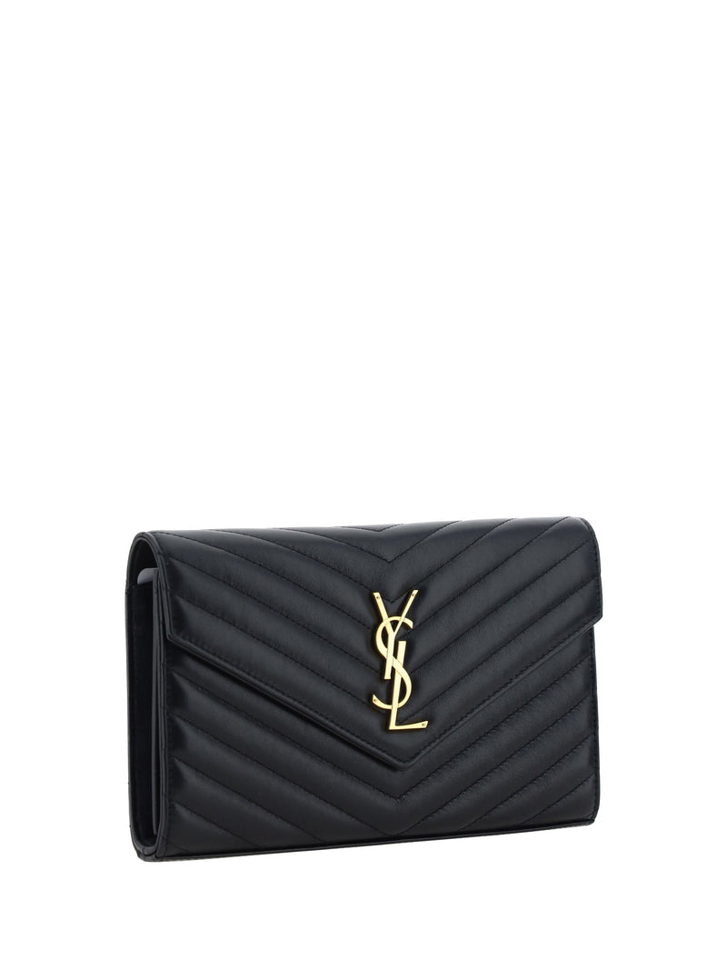 Saint Laurent Monogram Matelassé Leather Wallet — Black Lamb Ovis Aries