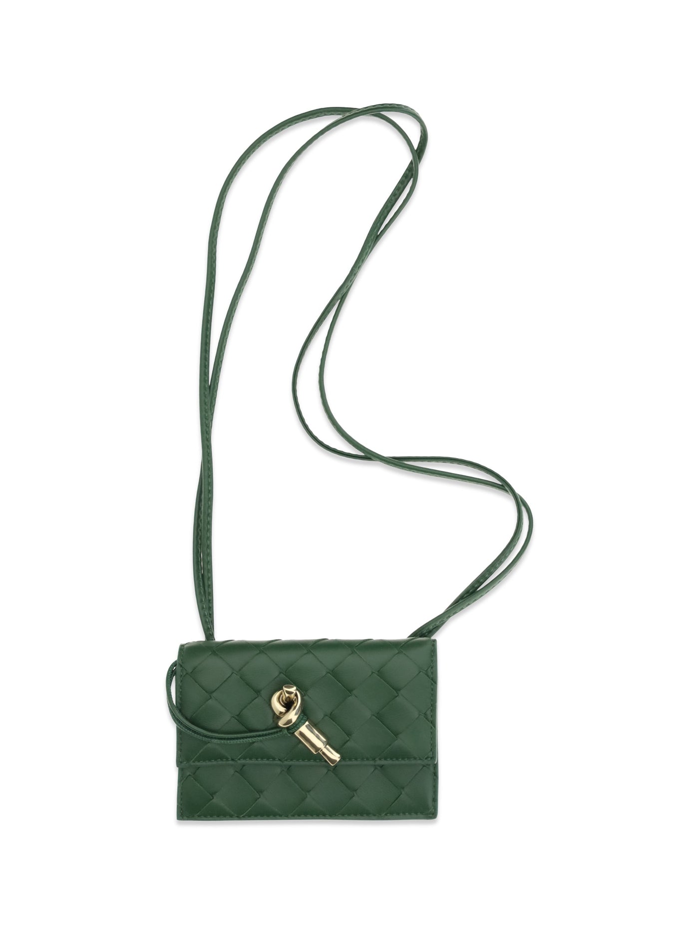 Bottega Veneta Andiamo Card Case — Green Lamb Leather Cases