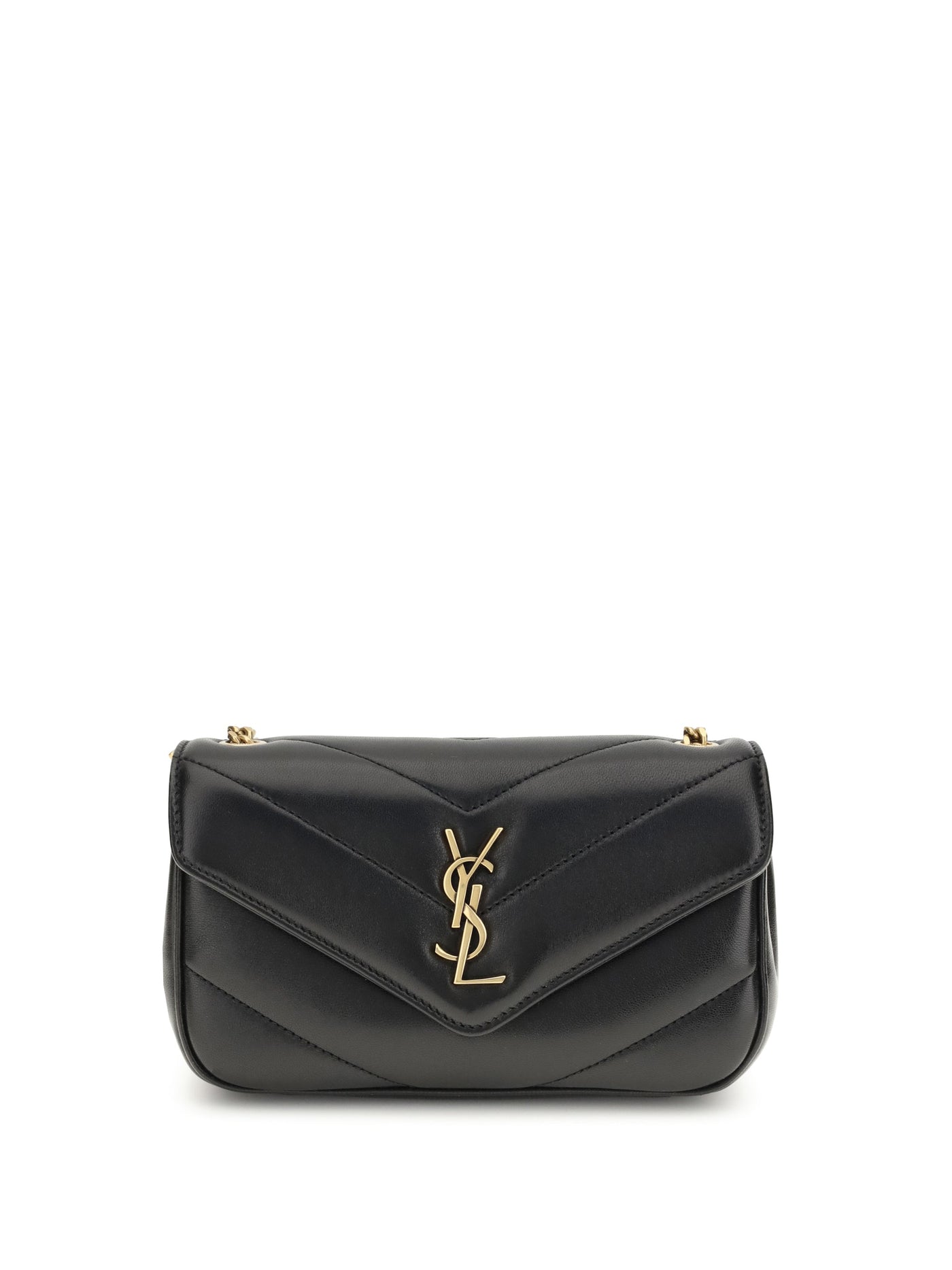 Saint Laurent Lou Mini Shoulder Bag — Black Lamb Ovis Aries