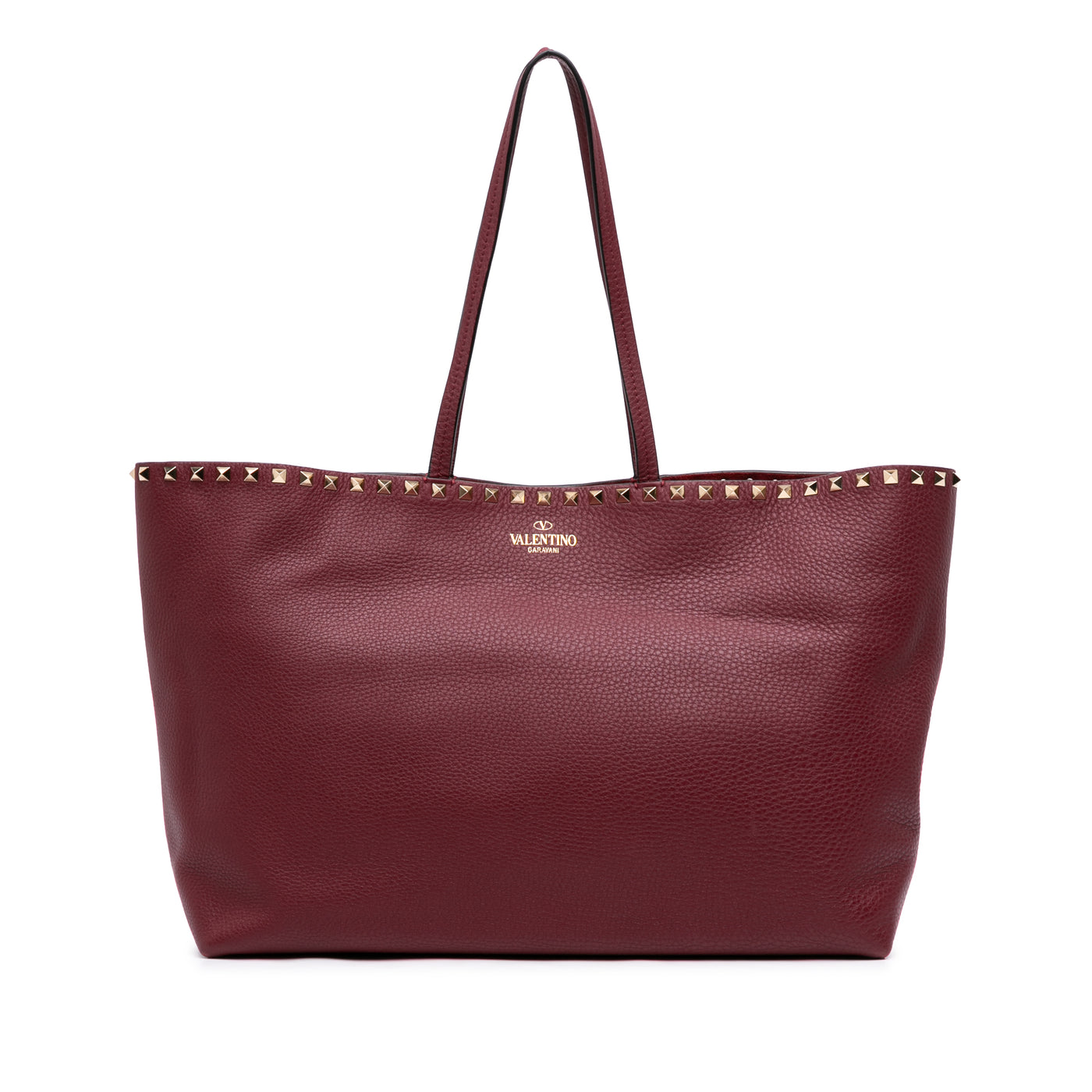 Large Grained Calfskin Rockstud Shopper Tote - Image 1