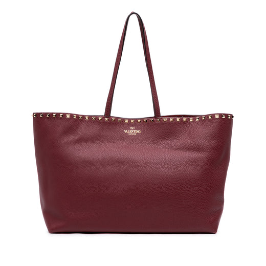 Large Grained Calfskin Rockstud Shopper Tote - Image 1
