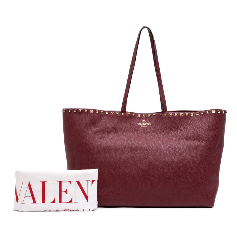 Large Grained Calfskin Rockstud Shopper Tote - Image 7