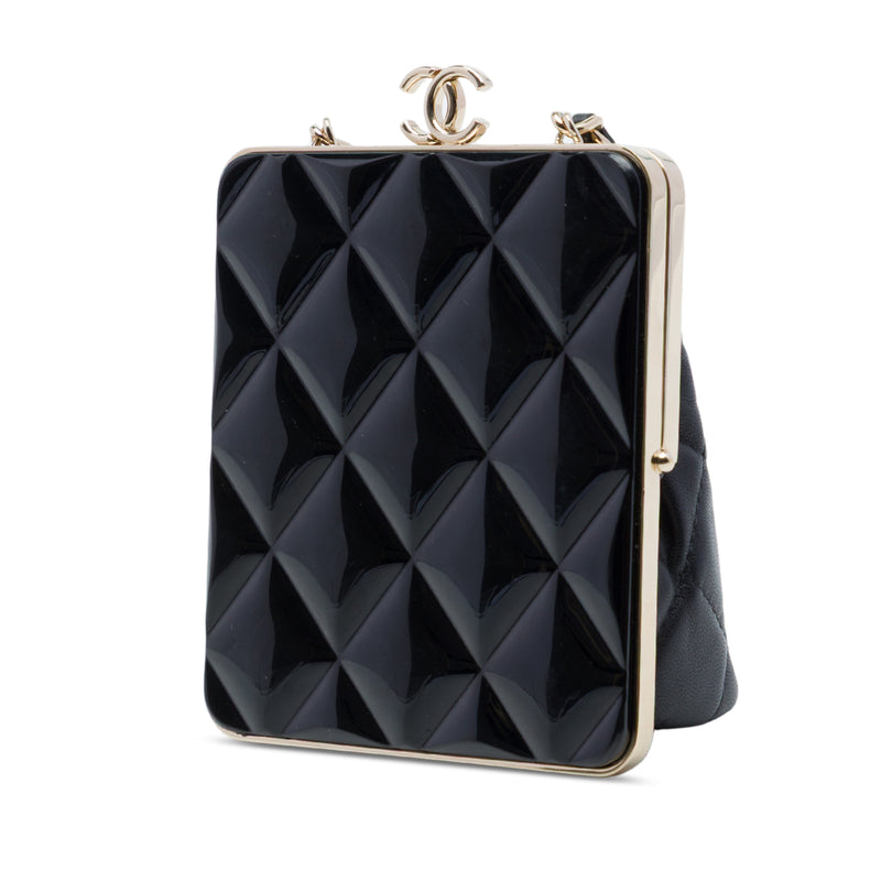 CC Quilted Acrylic and Lambskin Evening Clutch With Chain - Image 2