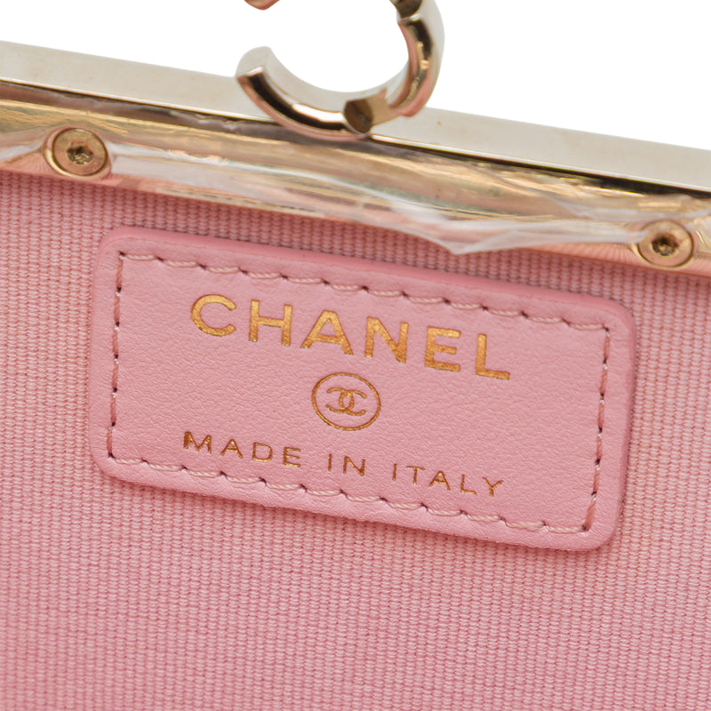 CC Quilted Acrylic and Lambskin Evening Clutch With Chain - Image 5