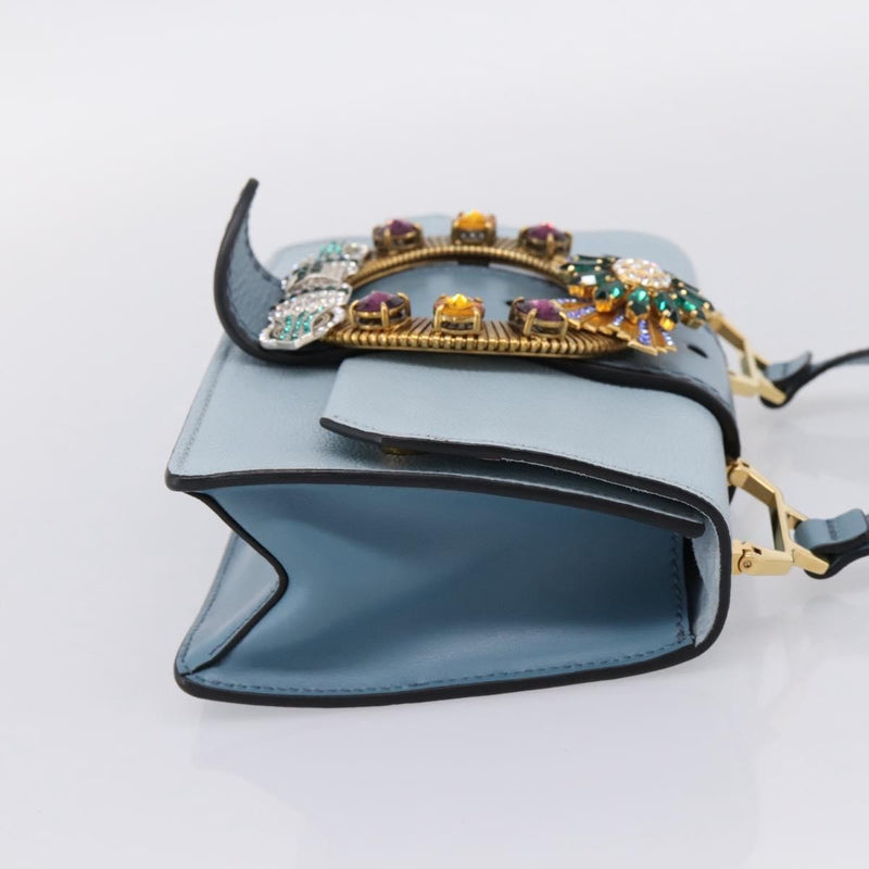Miu Miu Madras Crystal Buckle Leather Blue Bag