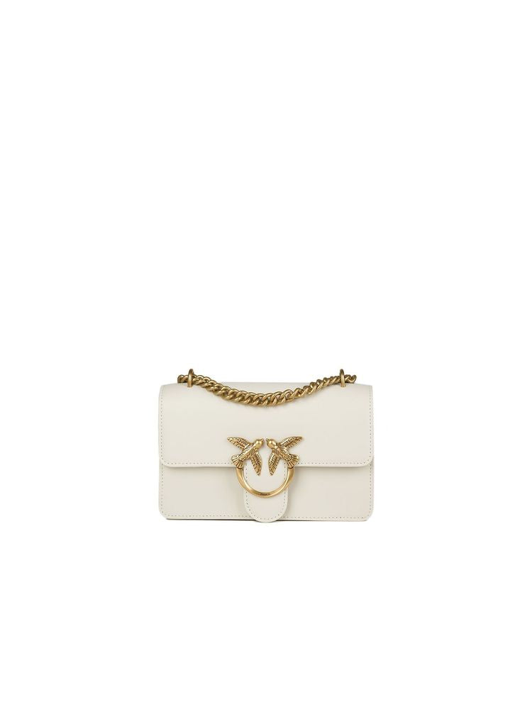 Pinko Love Crossbody Bag — White Cow Leather