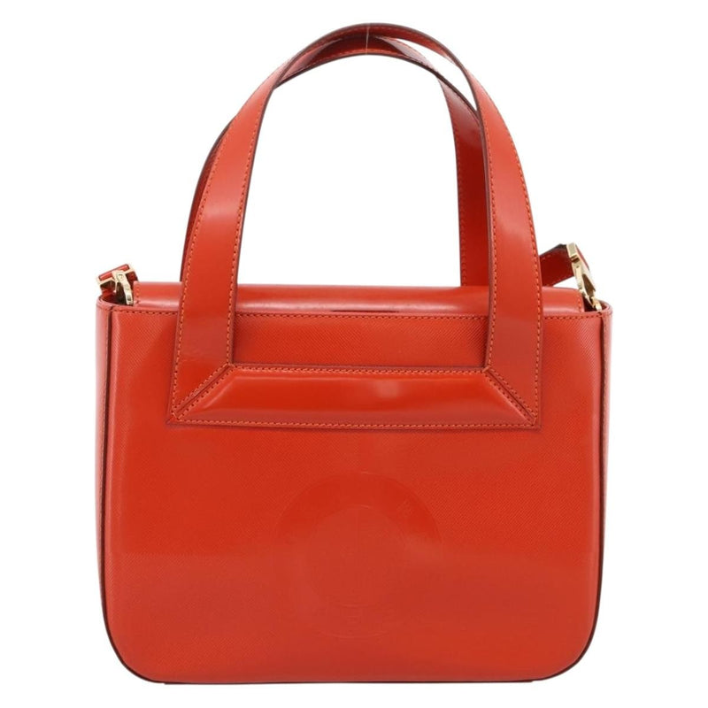 Celine Top Handle Leather Orange Bag