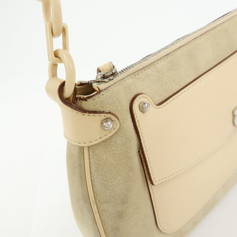 Salvatore Ferragamo Gancini Suede Beige Bag