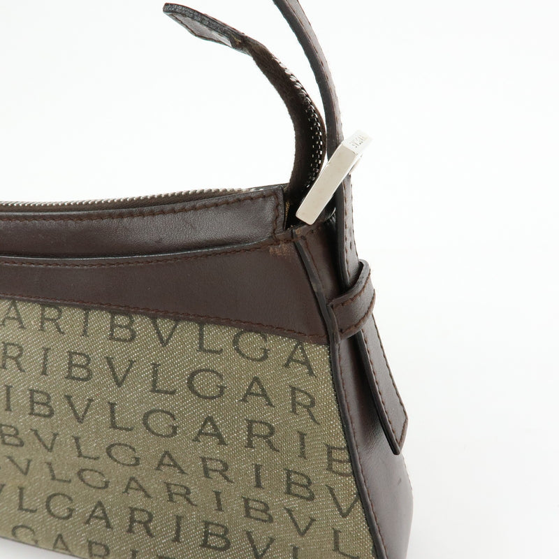 Bvlgari Logomania Canvas With Leather Khaki Bag
