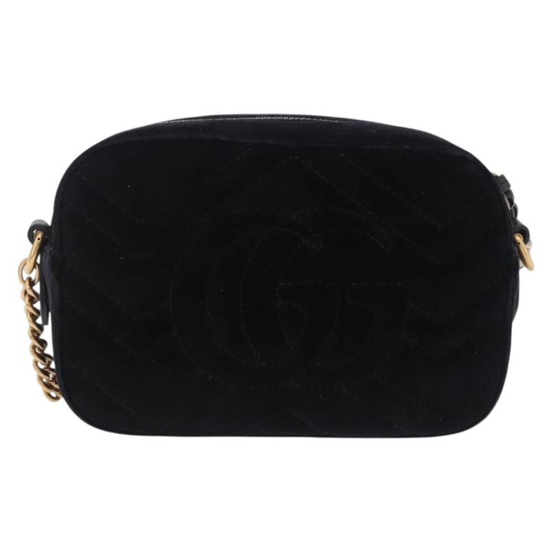 Gucci Gg Marmont Crystal Embellished Matelasse Velvet Black Bag