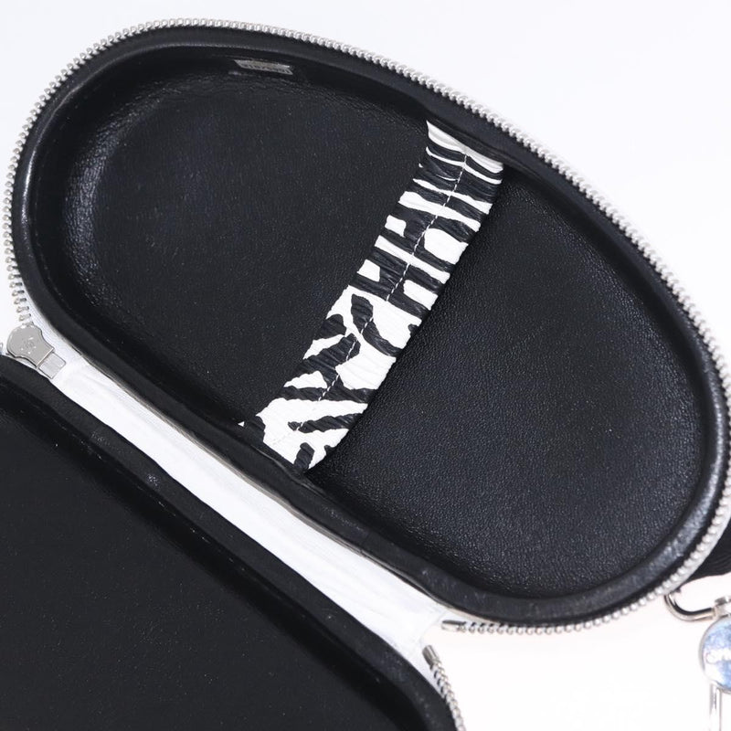 Chanel Coco Neige Zip Around Sunglasses Case With Chain Printed Leather White