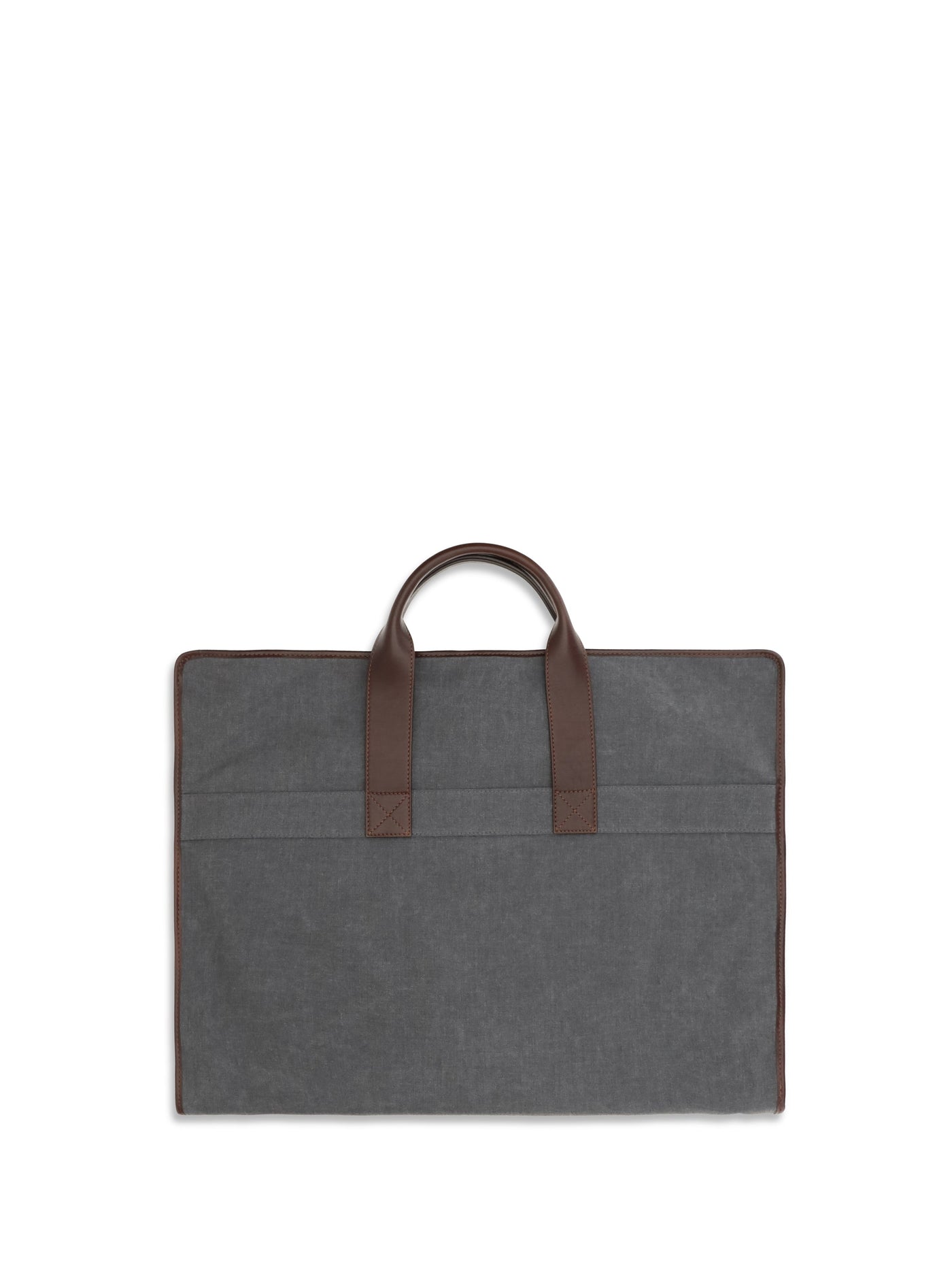 Brunello Cucinelli Techno Fabric With Leather Trim Garment Bag — Gray Polyester Top Handle