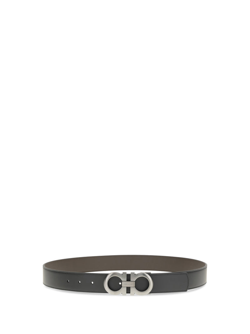Ferragamo Gancini-Buckle Calf Leather Belt — Black Bos Taurus