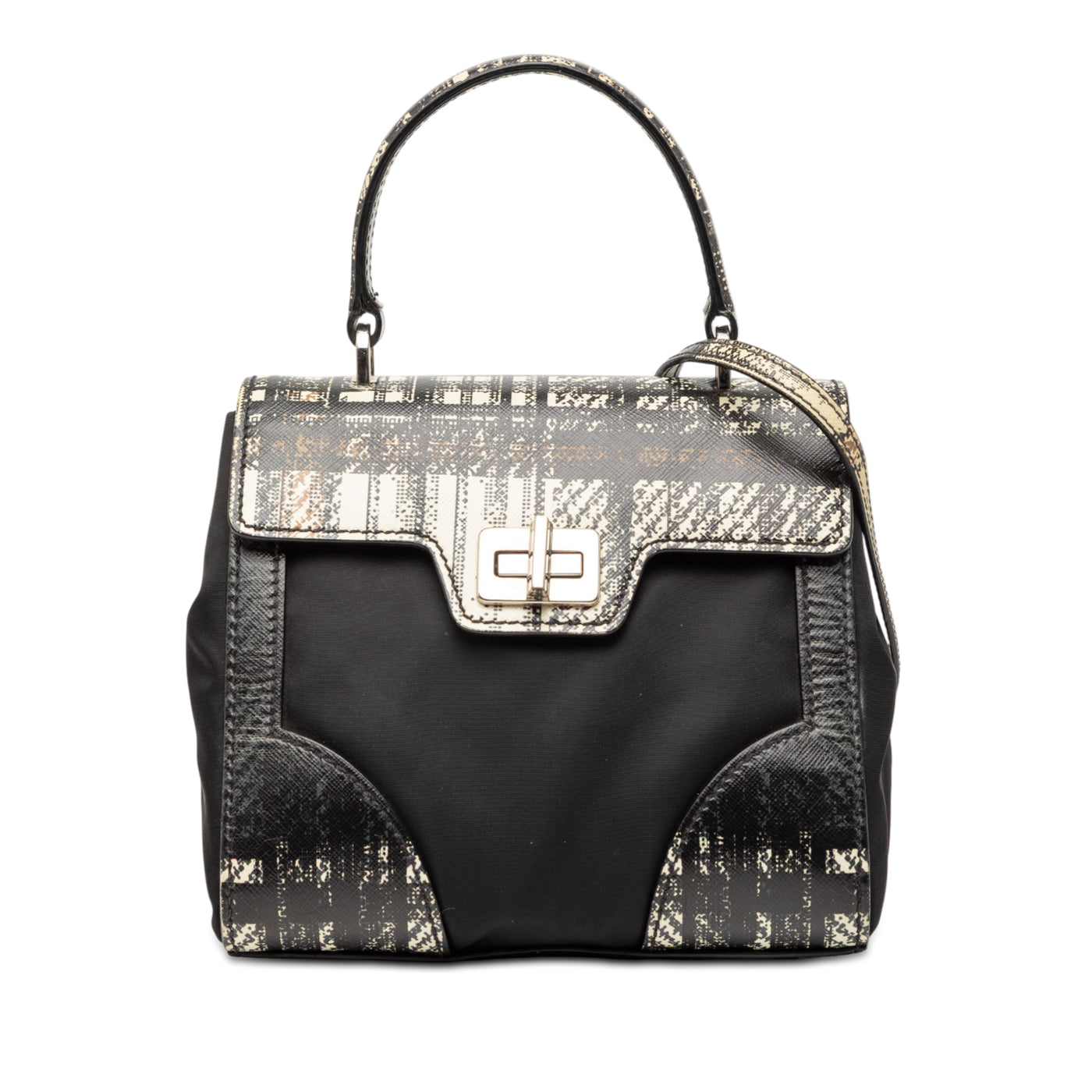 Tartan Saffiano Trimmed Tessuto Satchel - Image 1