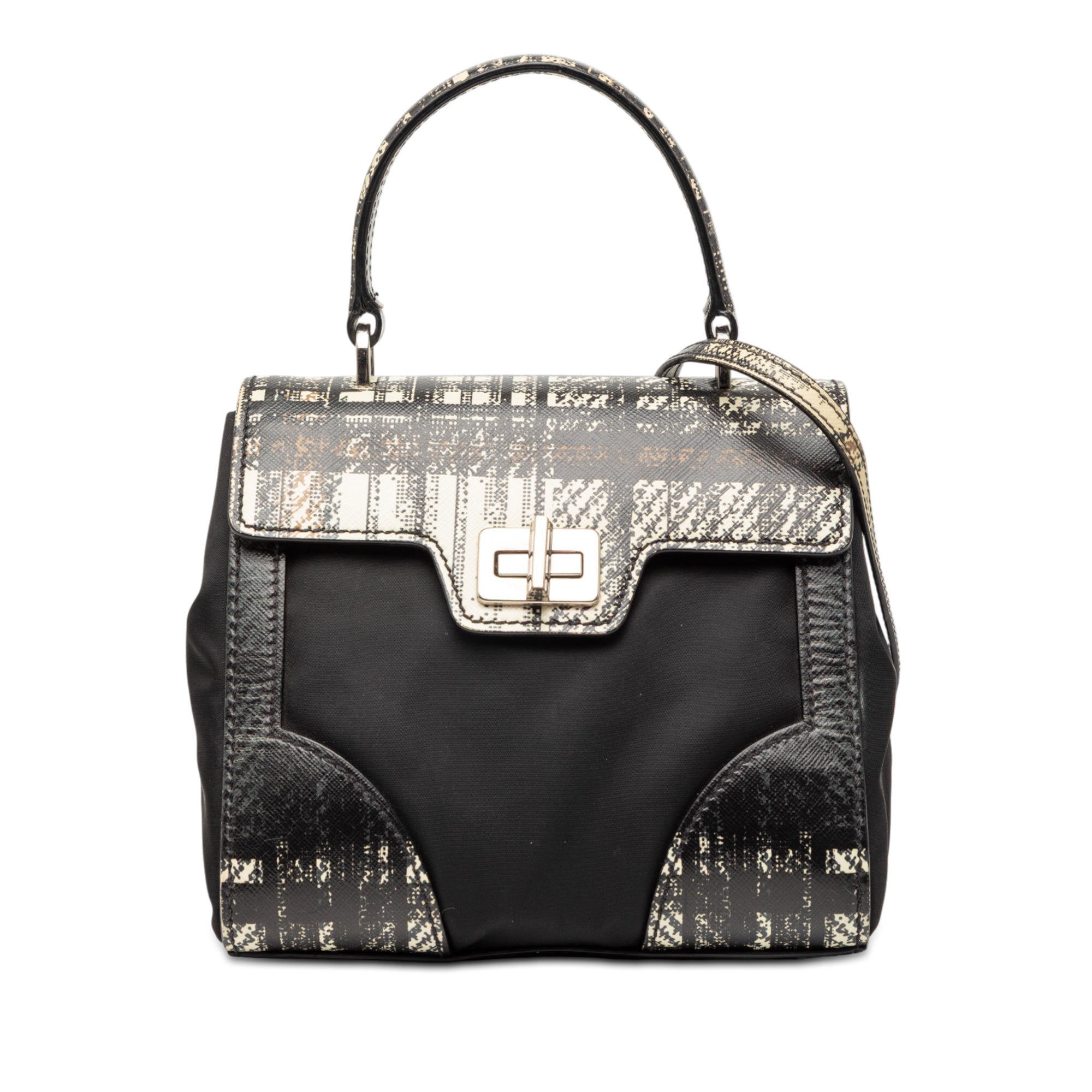 Tartan Saffiano Trimmed Tessuto Satchel - Image 1