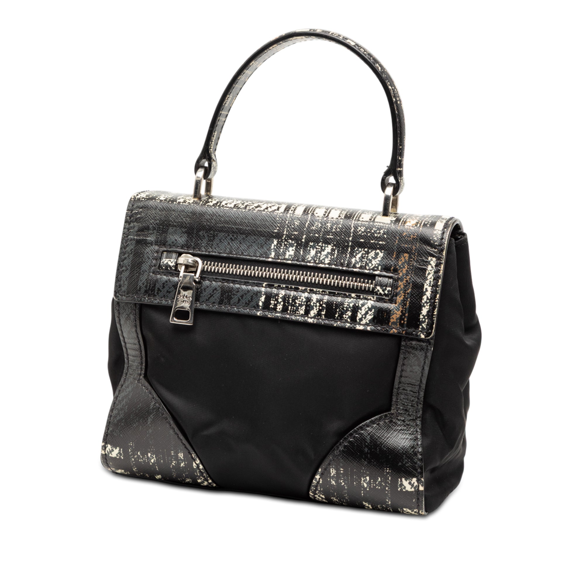 Tartan Saffiano Trimmed Tessuto Satchel - Image 2