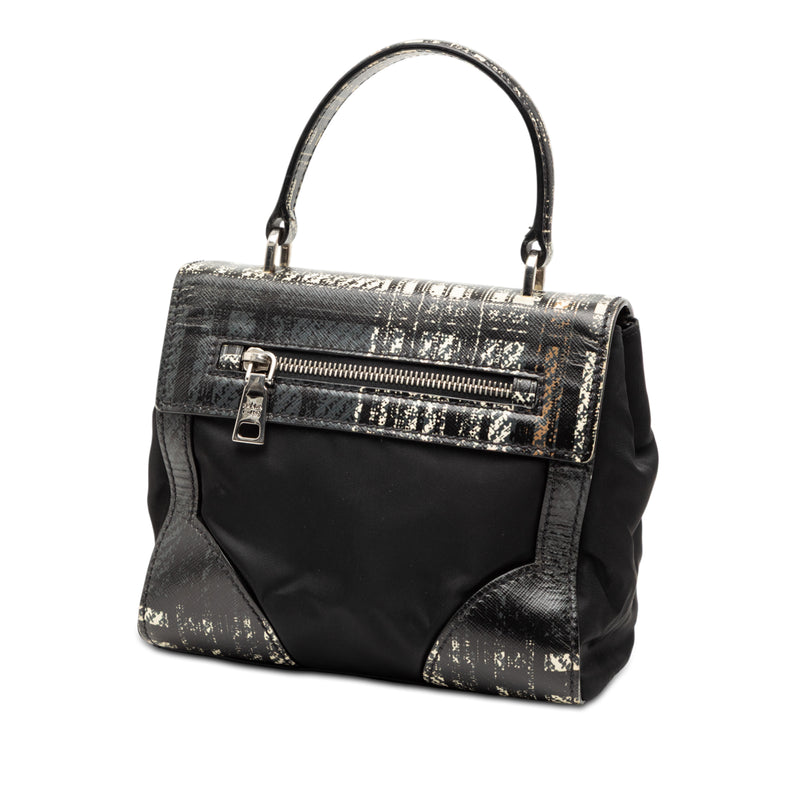 Tartan Saffiano Trimmed Tessuto Satchel - Image 2