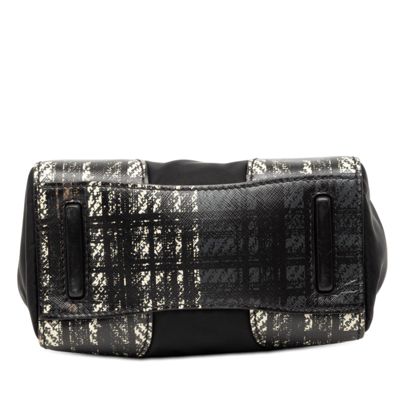 Tartan Saffiano Trimmed Tessuto Satchel - Image 3