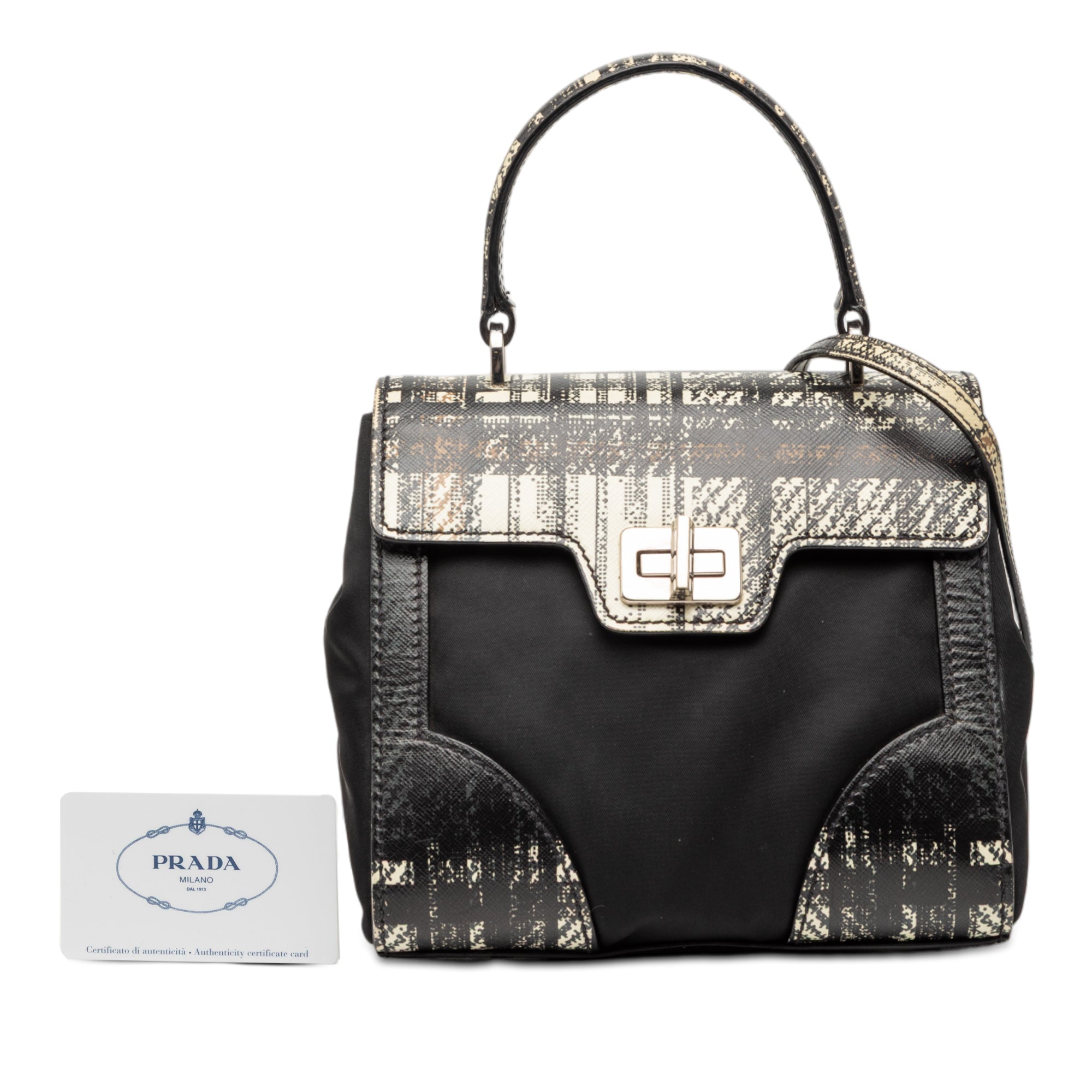 Tartan Saffiano Trimmed Tessuto Satchel - Image 7