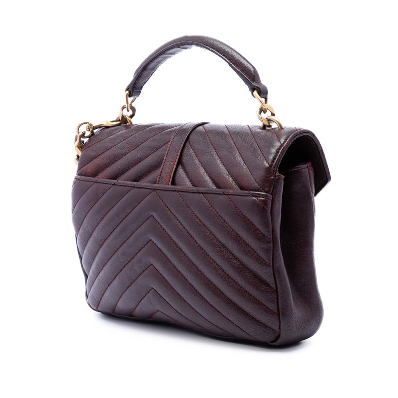 Medium Chevron Sheepskin Monogram College Satchel - Image 2