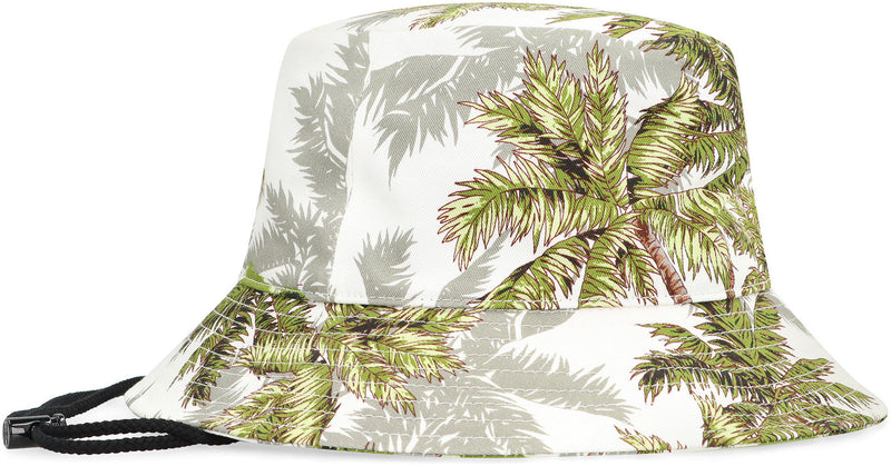 Celine 2au0k380y Palm-Print Cotton Bucket Hat — White