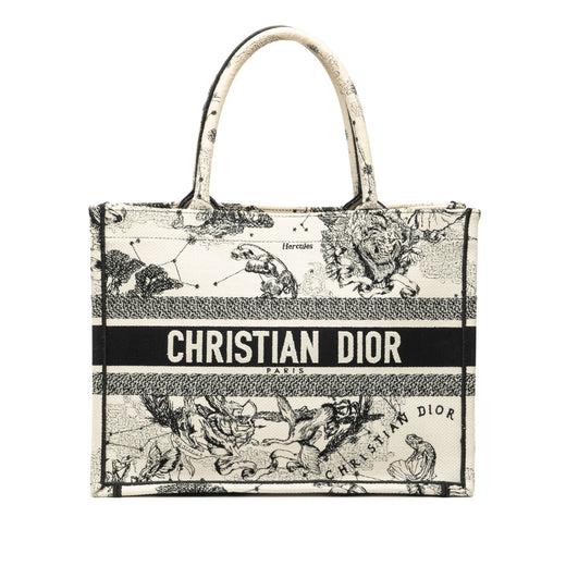 Medium Canvas Embroidered Zodiac Toile De Jouy Book Tote - Image 1