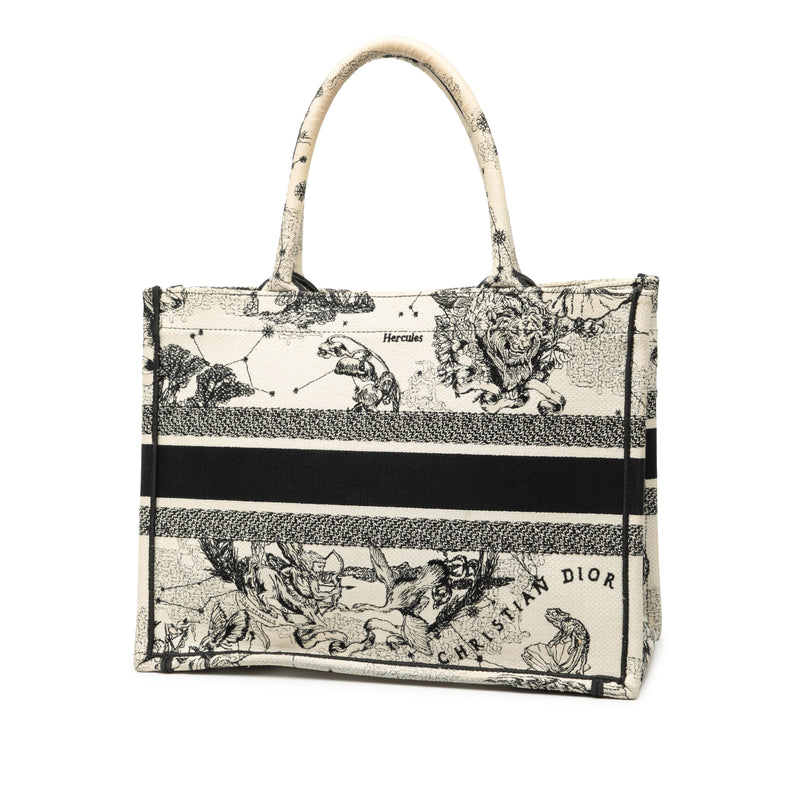 Medium Canvas Embroidered Zodiac Toile De Jouy Book Tote - Image 2