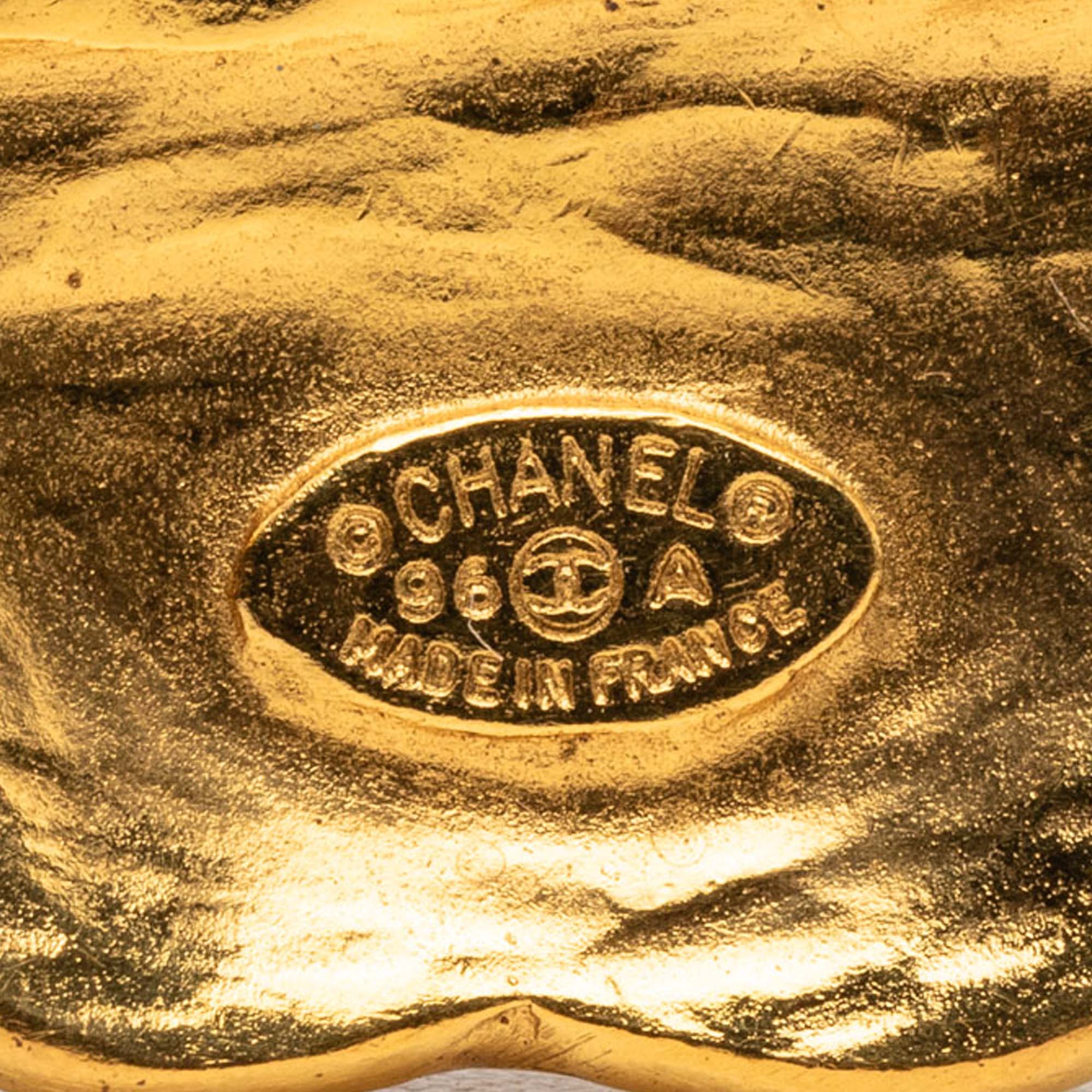CC Gold Plated Black Stone Clover Brooch - Image 3