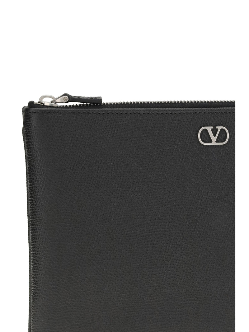 Valentino Garavani Leather Vlogo Card Case — Black Calf Bos Taurus Cases