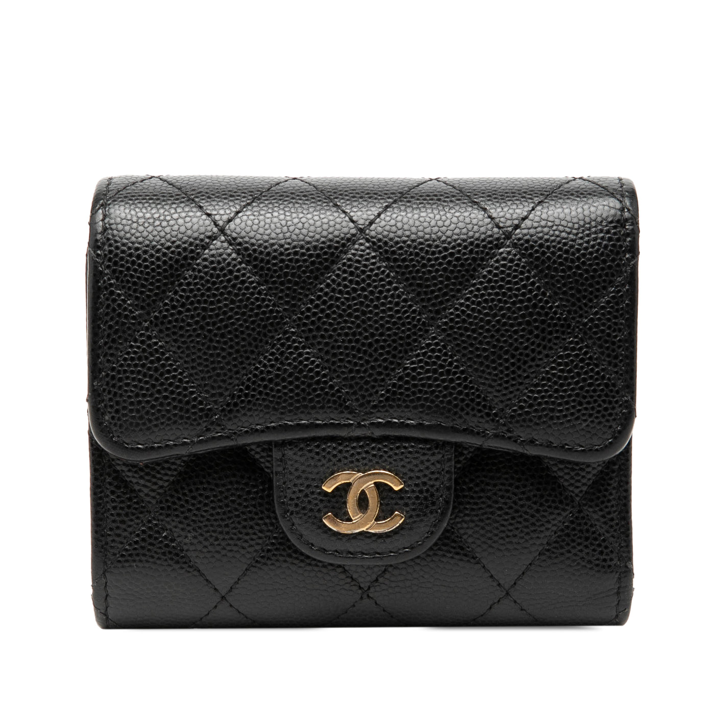 CC Quilted Caviar Trifold Wallet - Image 1