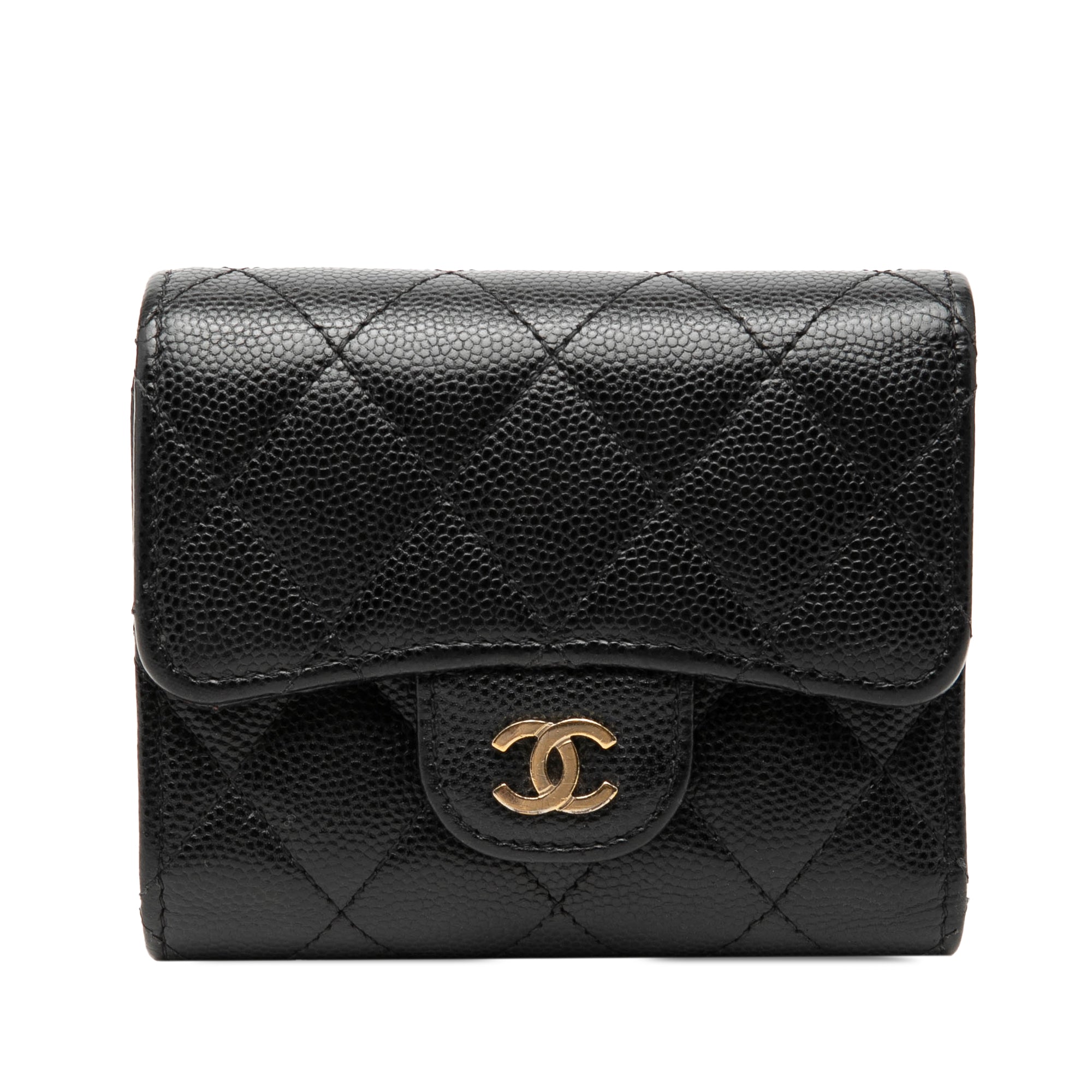 CC Quilted Caviar Trifold Wallet - Image 1