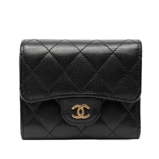 CC Quilted Caviar Trifold Wallet - Image 1