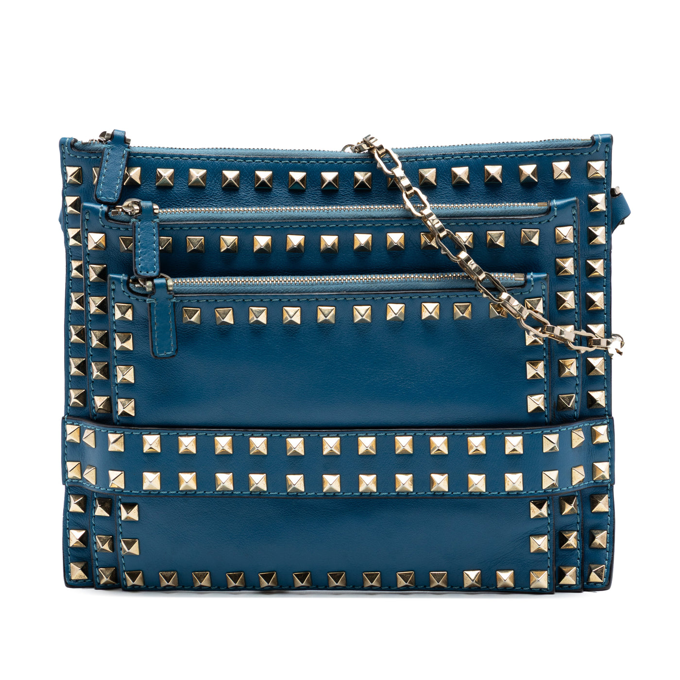 Leather Rockstud Triple Zip Crossbody - Image 1