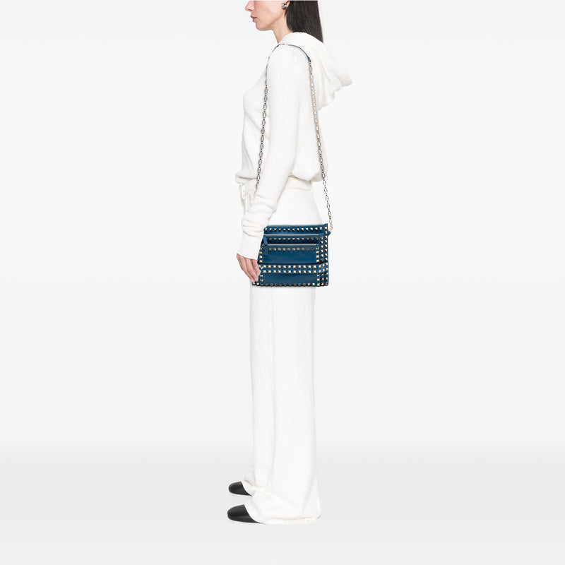 Leather Rockstud Triple Zip Crossbody - Image 6