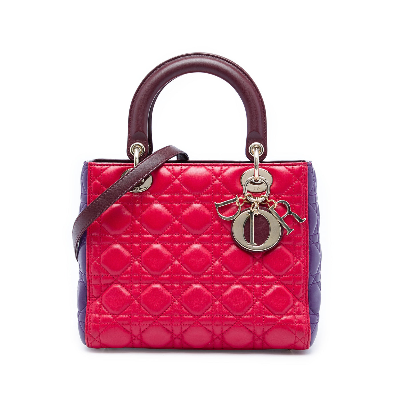 Medium Tricolor Lambskin Cannage Lady Dior - Image 1