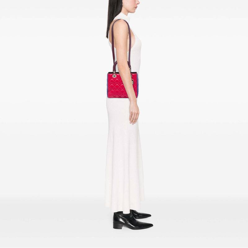 Medium Tricolor Lambskin Cannage Lady Dior - Image 5