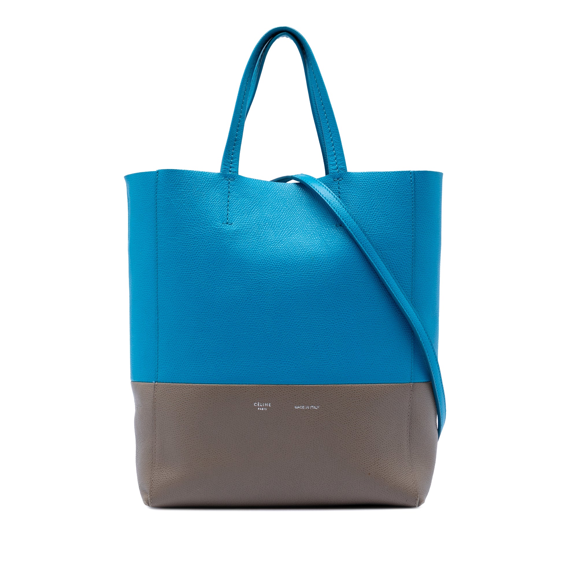 Small Bicolor Grained Calfskin Vertical Cabas Tote - Image 1