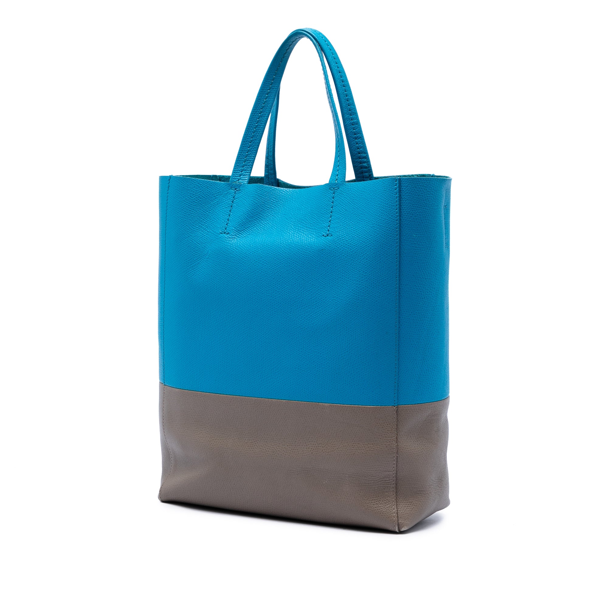 Small Bicolor Grained Calfskin Vertical Cabas Tote - Image 2