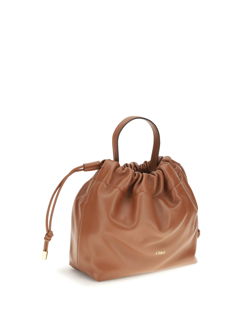 Chloé Gathered Leather Shoulder Bag — Brown Lamb Ovis Aries