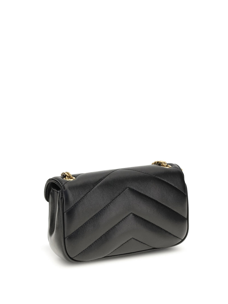 Saint Laurent Lou Mini Shoulder Bag — Black Lamb Ovis Aries