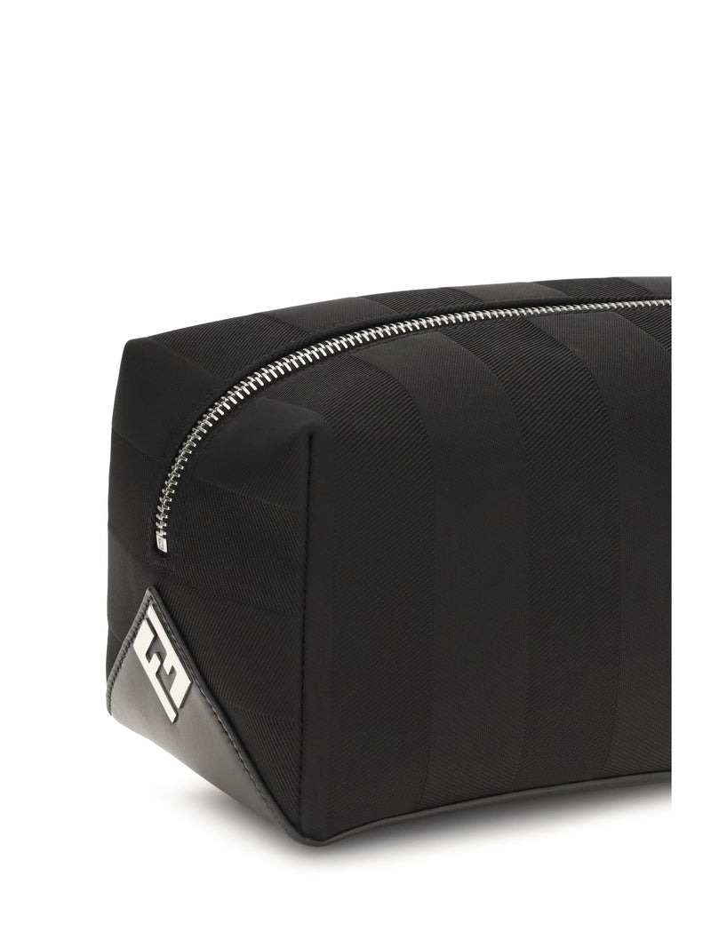 Fendi Striped Beauty Case — Black Polyamide; Polyester Travel Wallets
