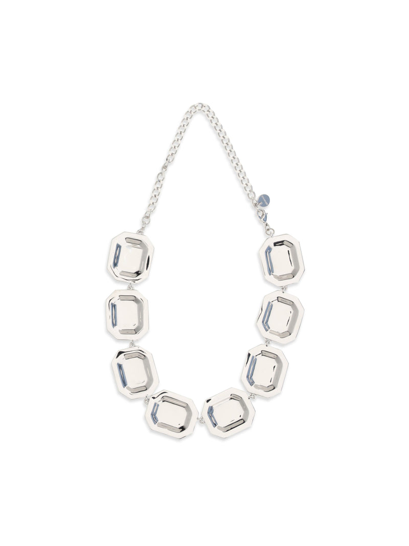 Self-Portrait Crystal Statement Necklace — Silver Brass Necklaces