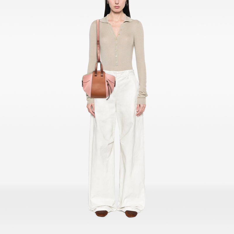 Small Tricolor Leather Hammock Satchel - Image 7