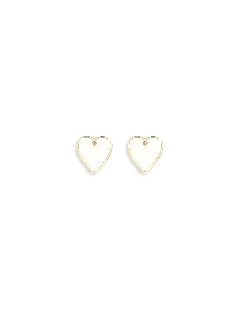 Self-Portrait Crystal-Embellished Heart Earrings — Gold Brass
