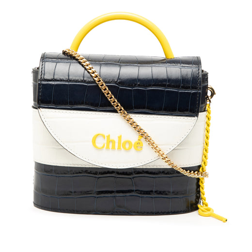 Tricolor Croc Embossed Leather Aby Lock Satchel - Image 1