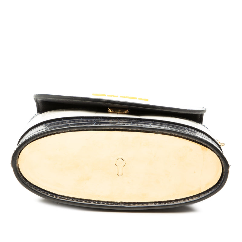 Tricolor Croc Embossed Leather Aby Lock Satchel - Image 3