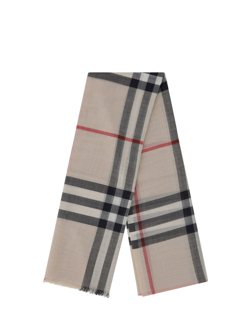 Burberry Archive Check Silk And Wool Blend Scarf — Beige Scarfs