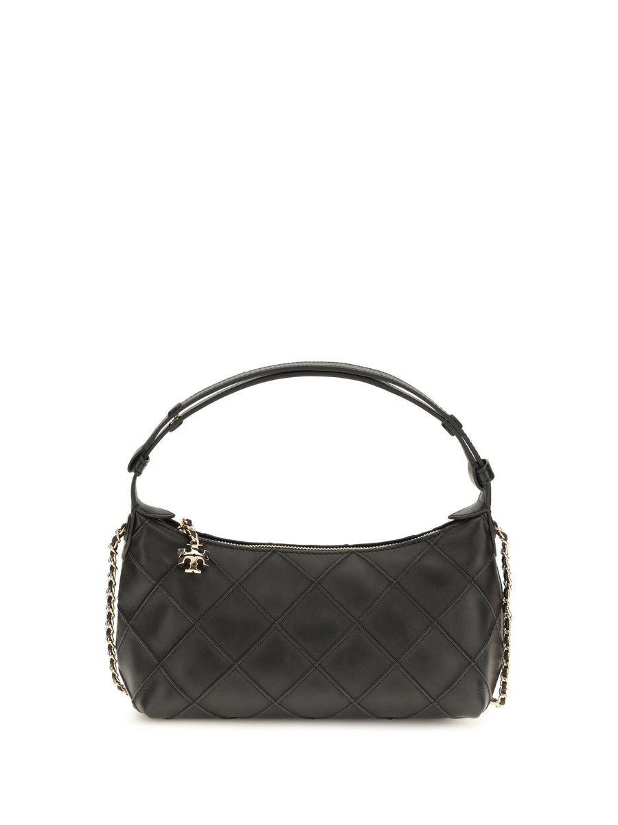 Tory Burch Fleming Shoulder Bag — Black Lamb Ovis Aries