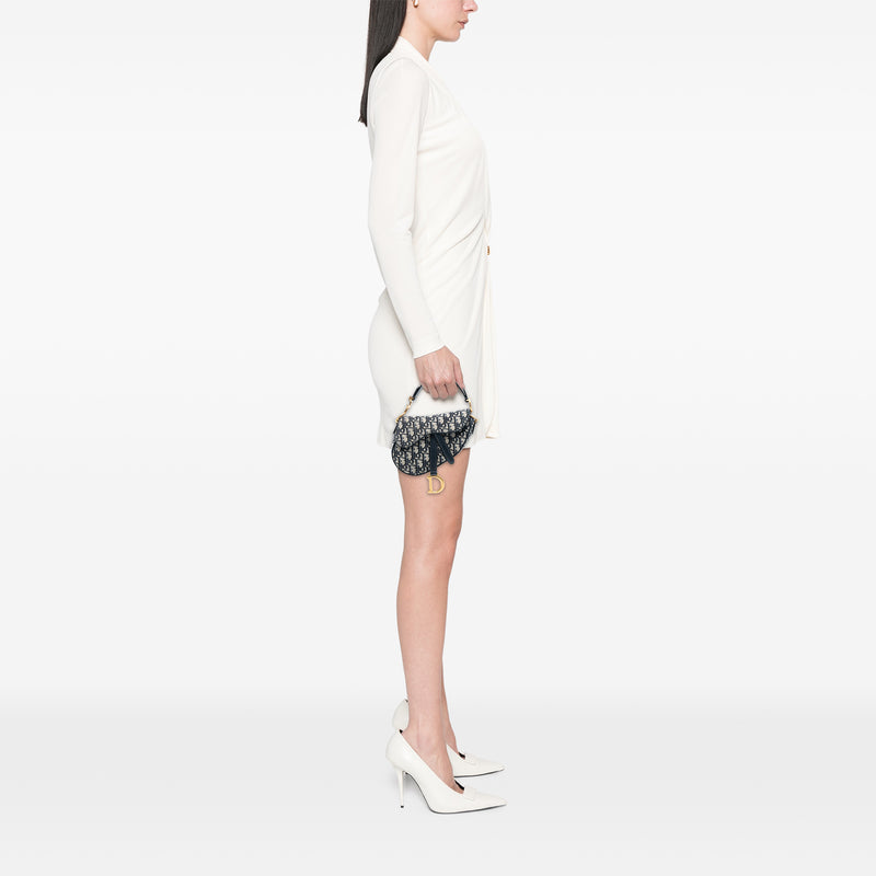 Mini Oblique Canvas Saddle Bag - Image 7